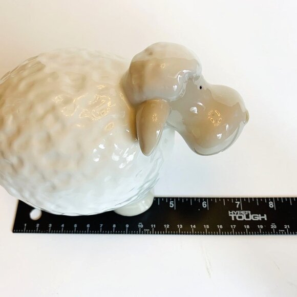 Farmhouse Ceramic Sheep Figurine Cottagecore Rustic Cozy Baby Nursery Gift - Picture 11 of 12
